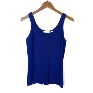 Dana B & Karen | Vintage Blue Ribbed Knit Rayon Blend Layering Camisole Tank